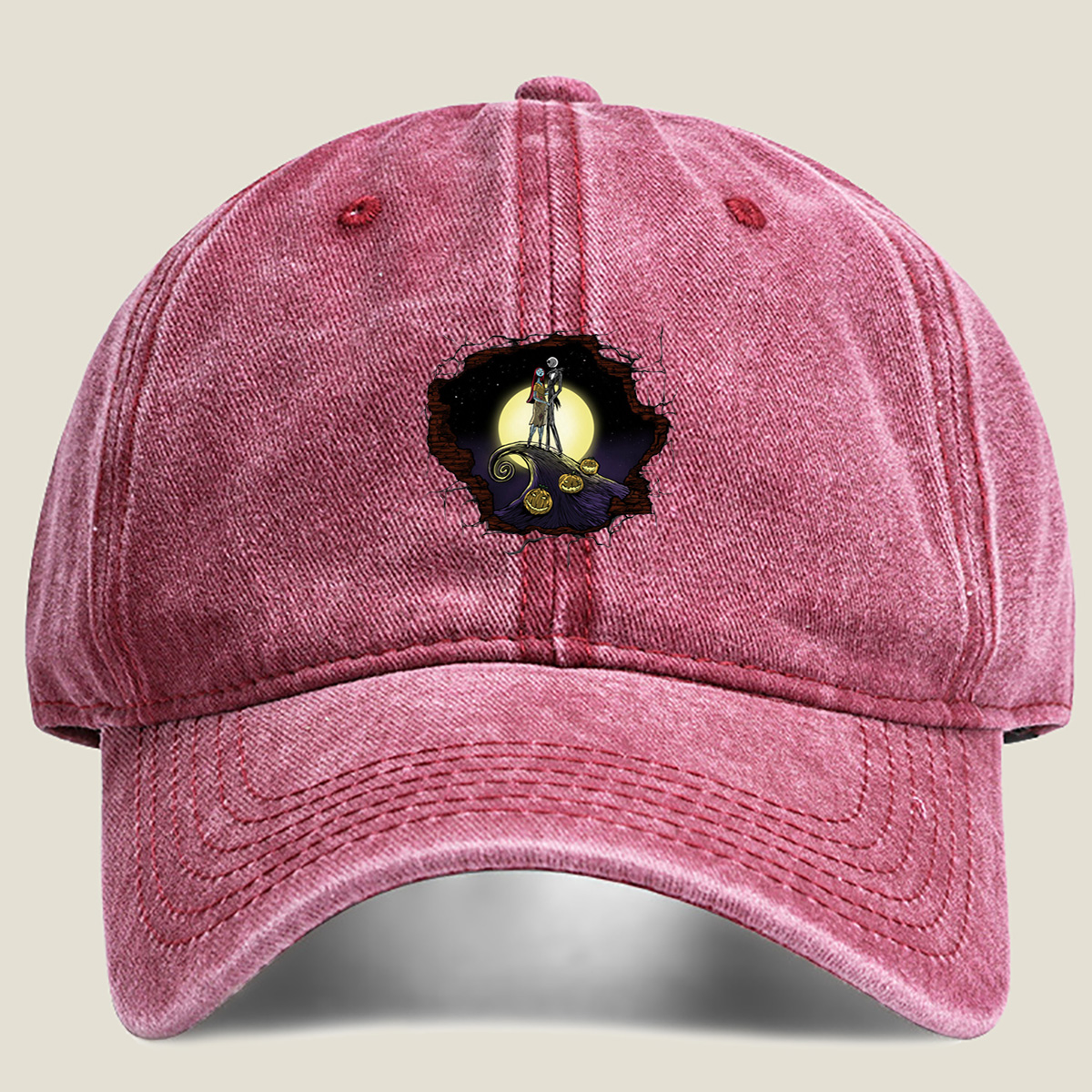 The Nightmare Before Christmas: Jack and Sally - Washed Denim - Baseball Cap