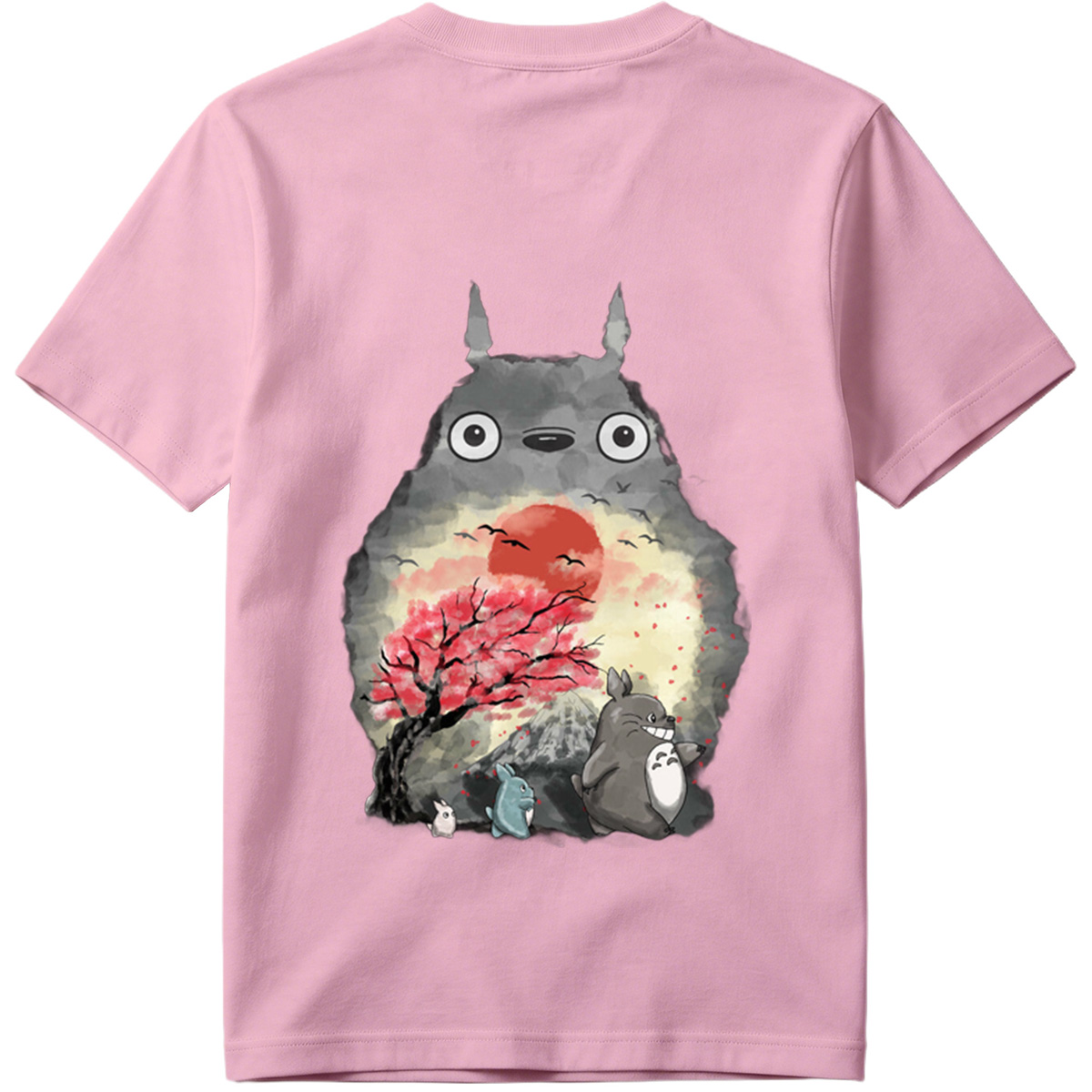 Totoro and Friends in Cherry Blossom Sunset - Tee