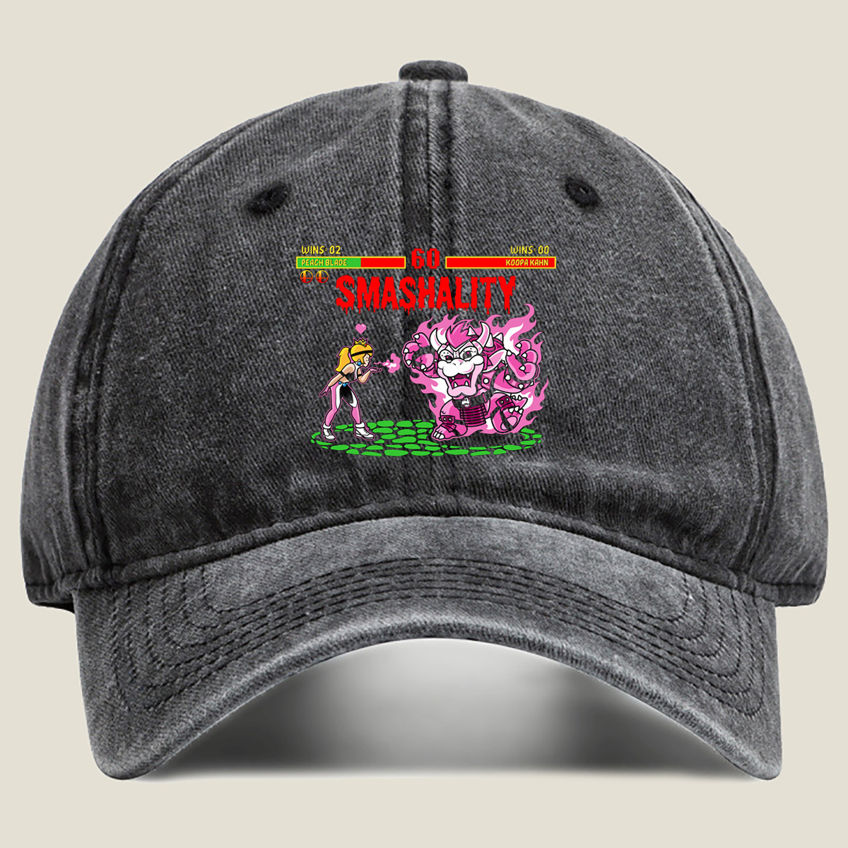 Peach Blade vs Koopa Kahn: Smashality Showdown - Washed Denim - Baseball Cap