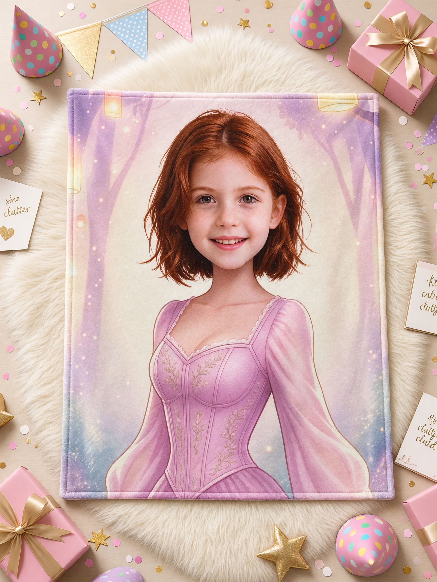 Custom Face Blanket Personalized Fairy Tale Princess Portrait Ultra Soft Flannel Throw Ideal Birthday Keepsake Gift