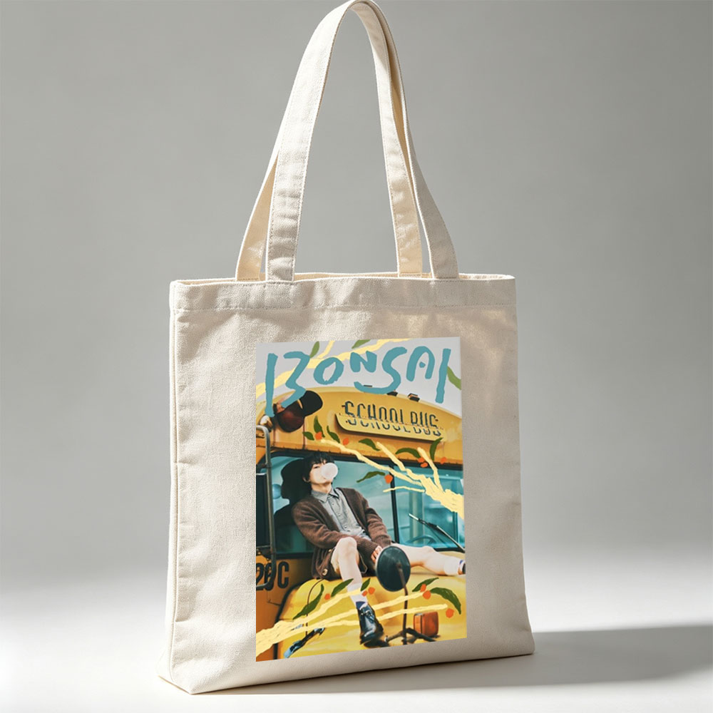 IZ*ONE AI School Bus Scene with Youthful Charm and Artistic Elements - Canvas tote bags