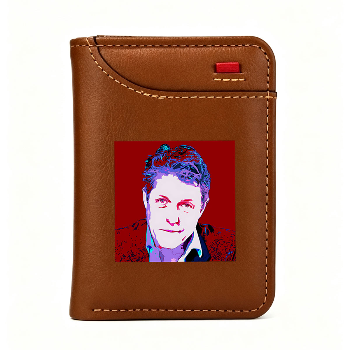 Pop Art Portrait of a Man with Vibrant Colors and Bold Strokes - Vertical Style Wallet