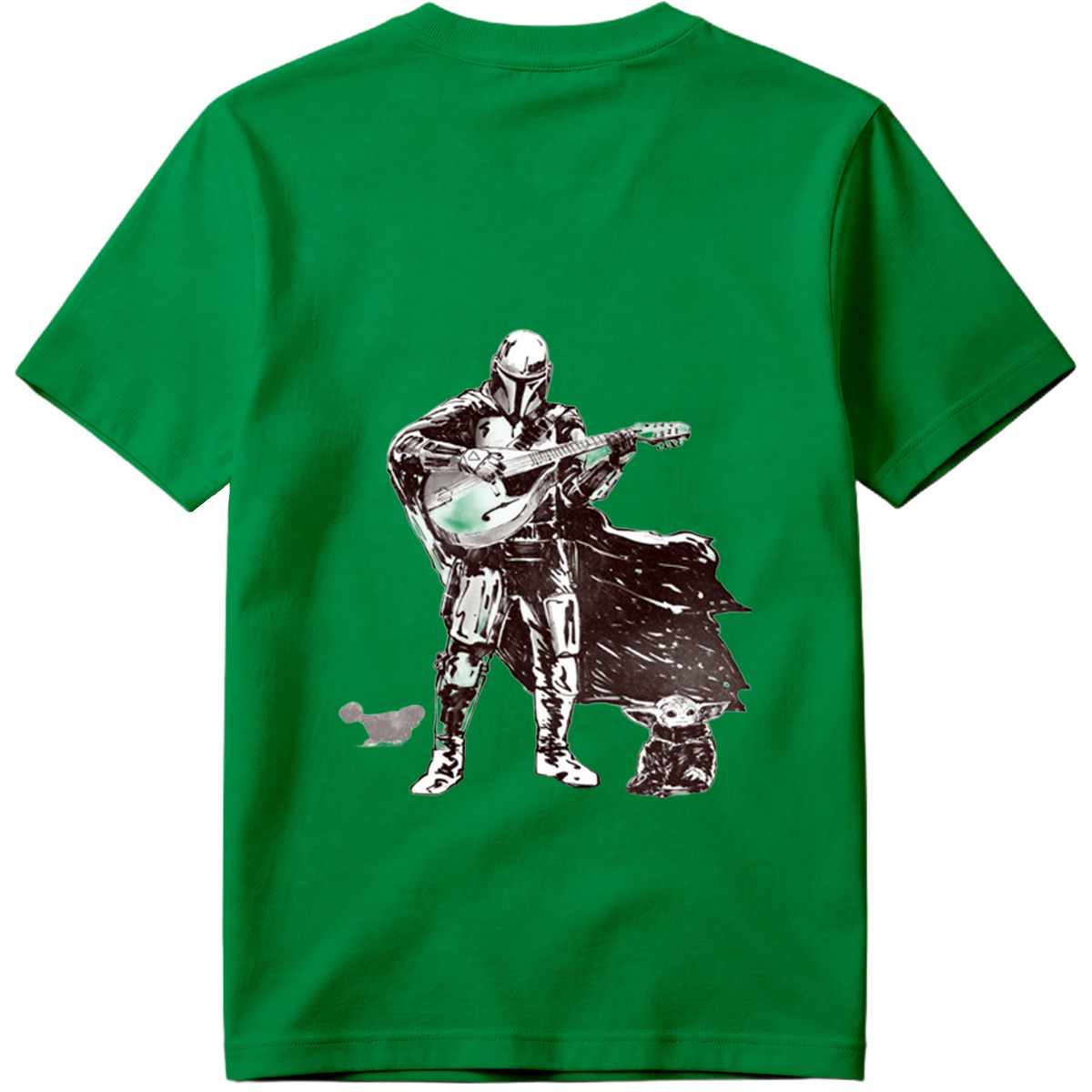 The Mandalorian Playing Mandolin with Grogu - Tee