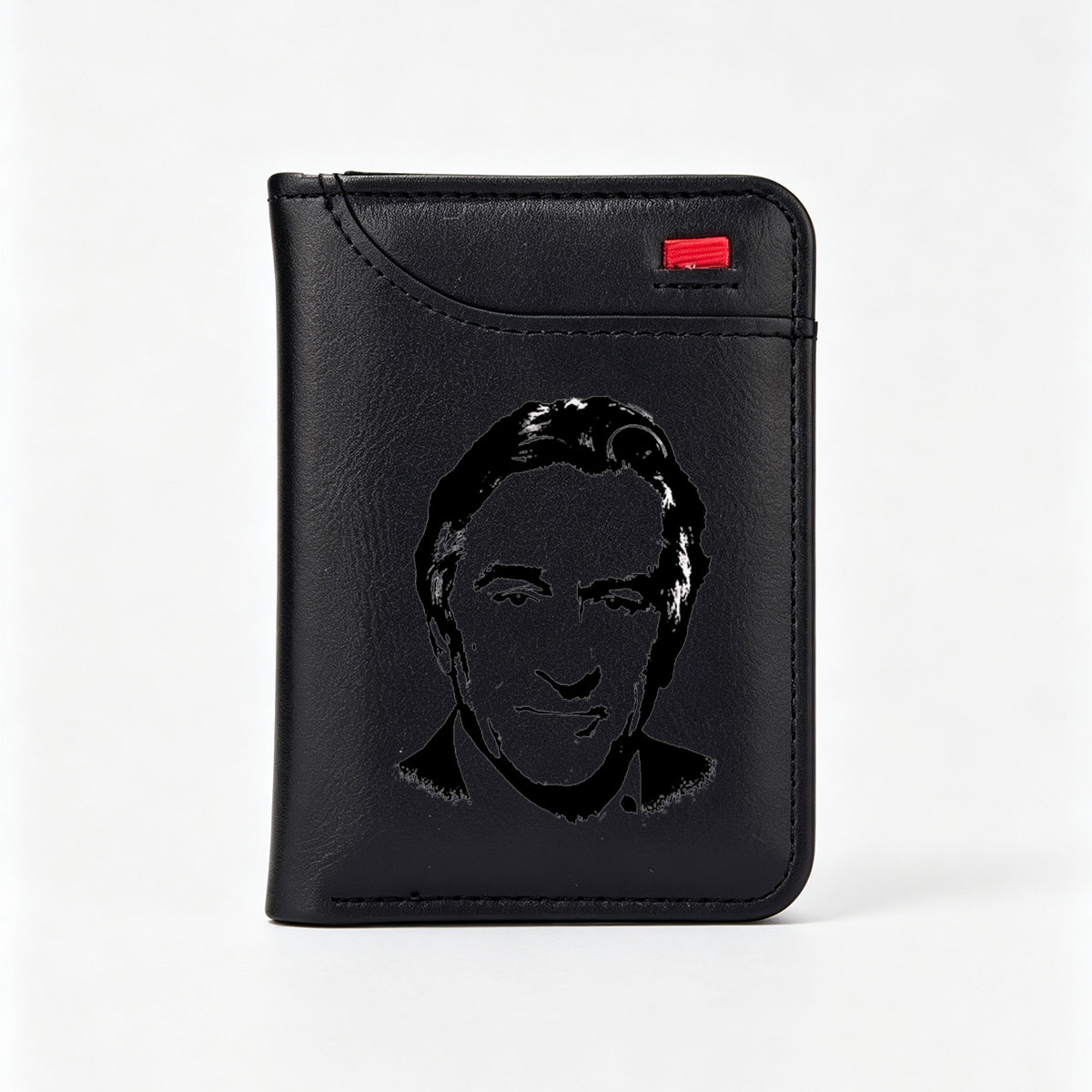 Line Art Portrait of a Man with Detailed Facial Features - Vertical Style Wallet