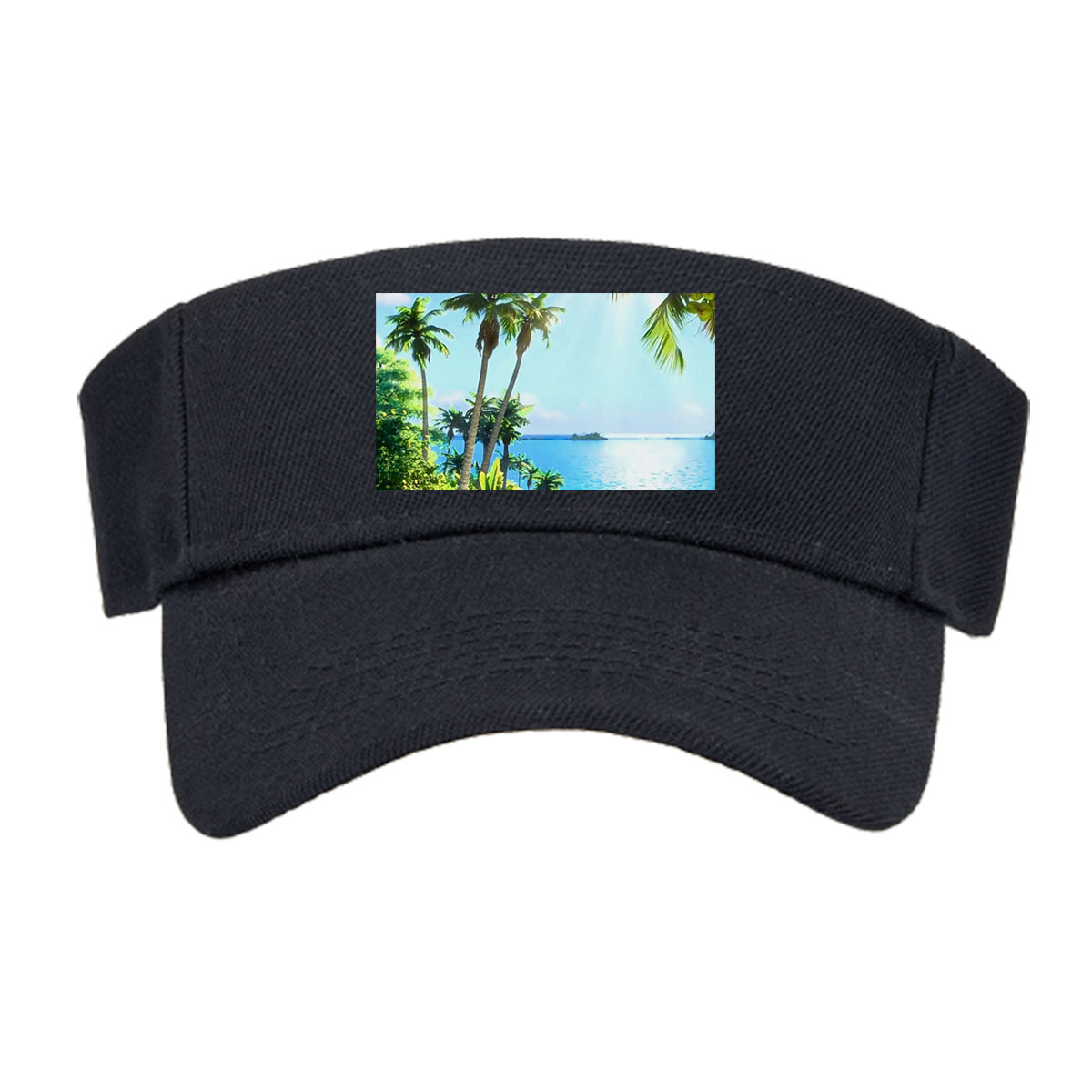 Tropical Paradise with Palm Trees and Crystal Clear Waters -  Visor cap