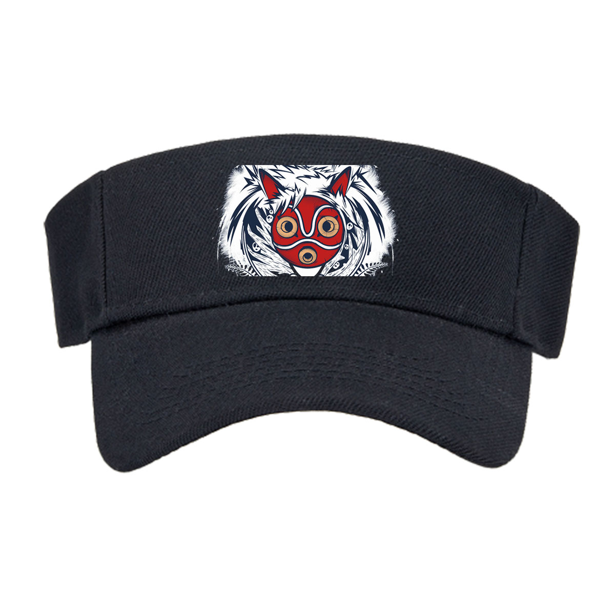 Red Masked Fox with Blue-Eyed Beast and Tribal Design -  Visor cap