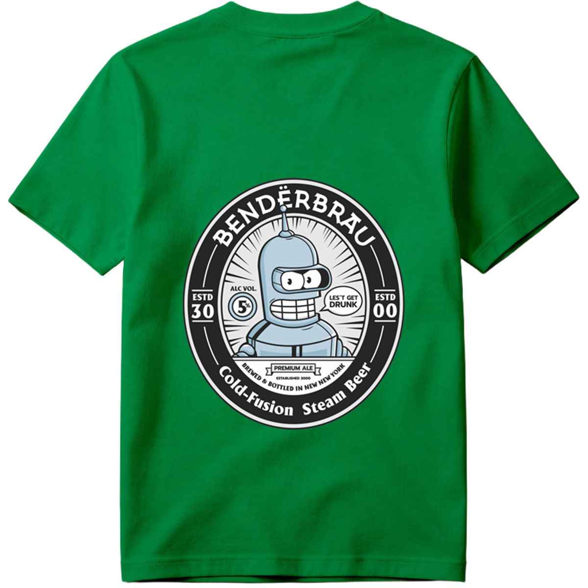 Bender Brau: Cold-Fusion Steam Beer Featuring Bender from Futurama - Tee