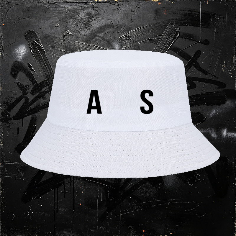 Unisex Bucket Hat with AS Logo Print - Classic Cotton Sun Hat for Outdoor Activities, Travel, and Casual Wear - Suitable for Men and Women Seeking Stylish and Functional Headwear