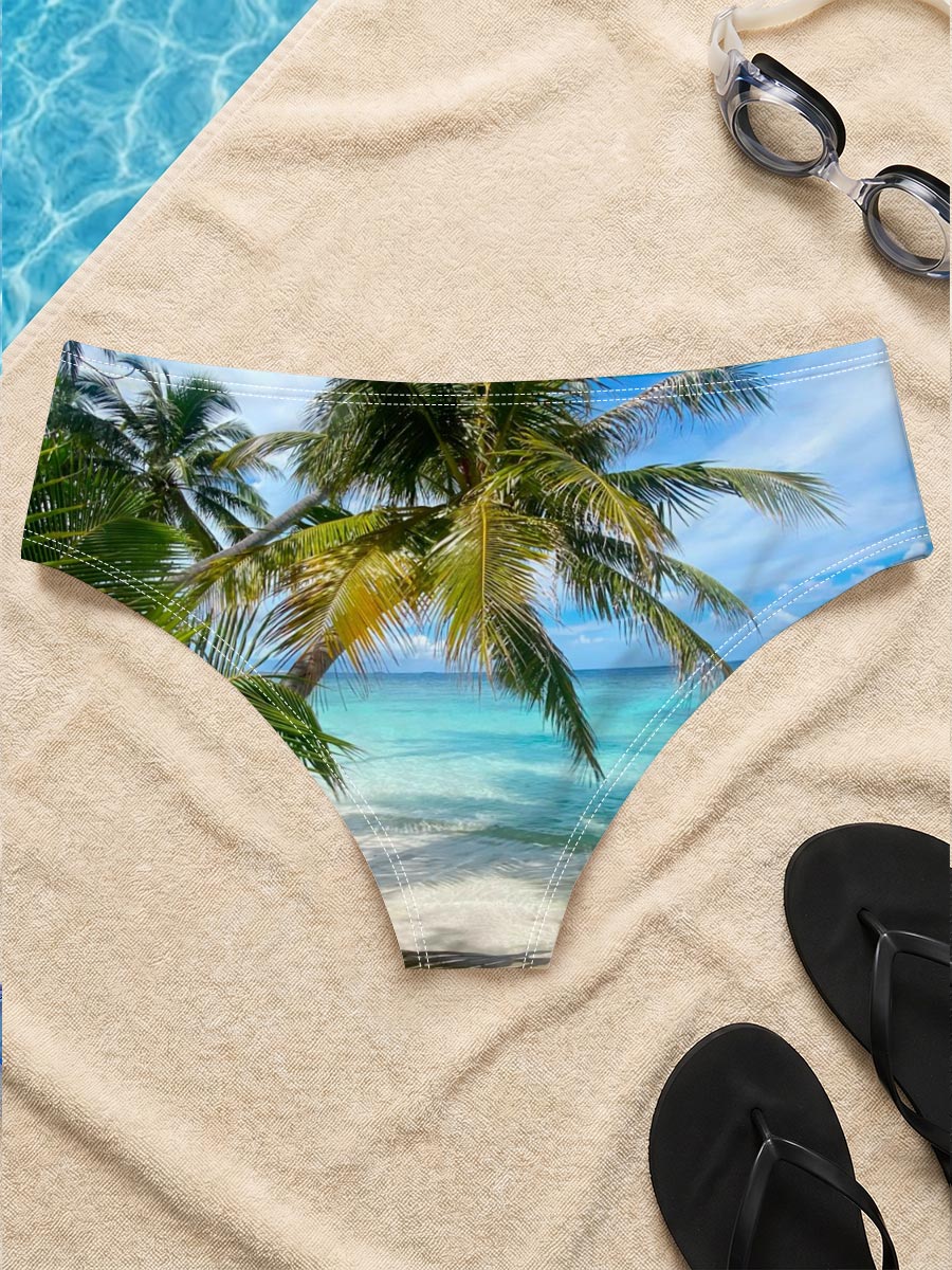 Tropical Beach with Palm Trees and Crystal Clear Water -  Men's swim trunks