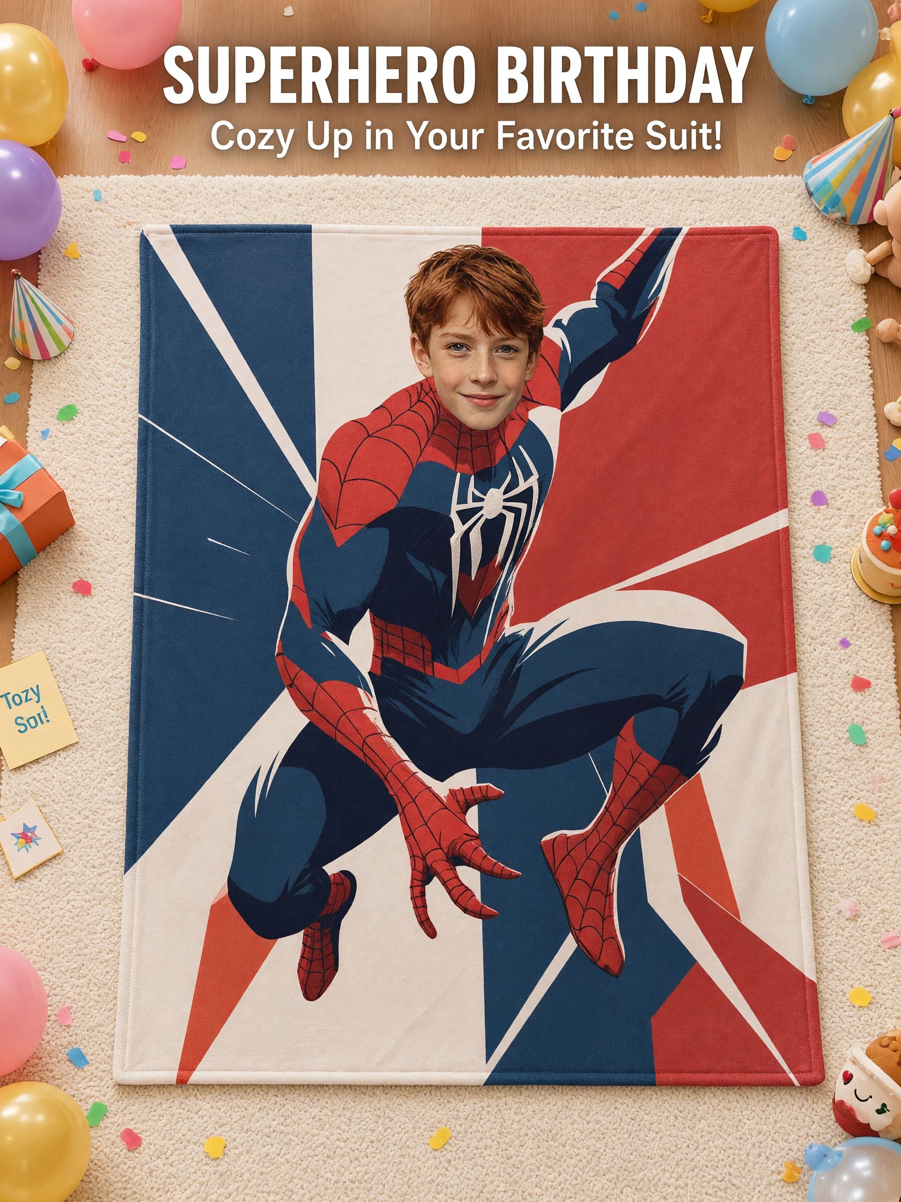 Custom Photo Face Superhero Flannel Blanket Ultra Soft Fleece Throw Personalized Gift for Kids and Superhero Fans