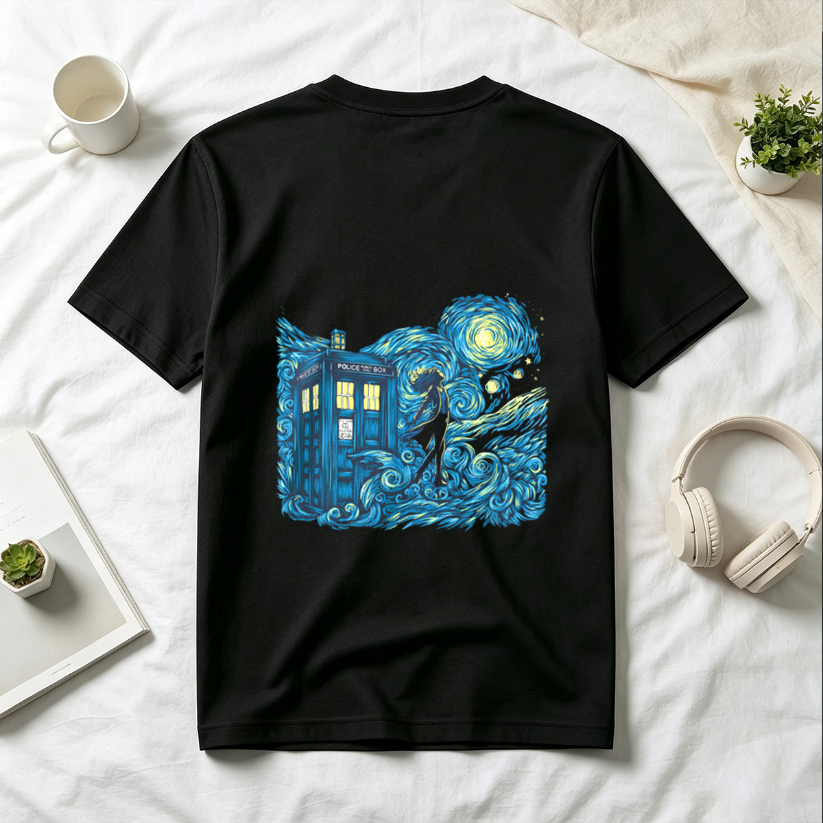 Doctor Who: TARDIS and Companion in Starry Night - Tee