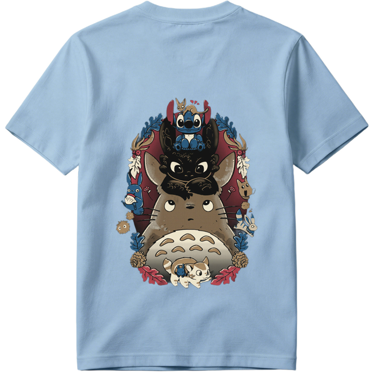 Totoro, Stitch, and Friends: A Whimsical Forest Gathering - Tee