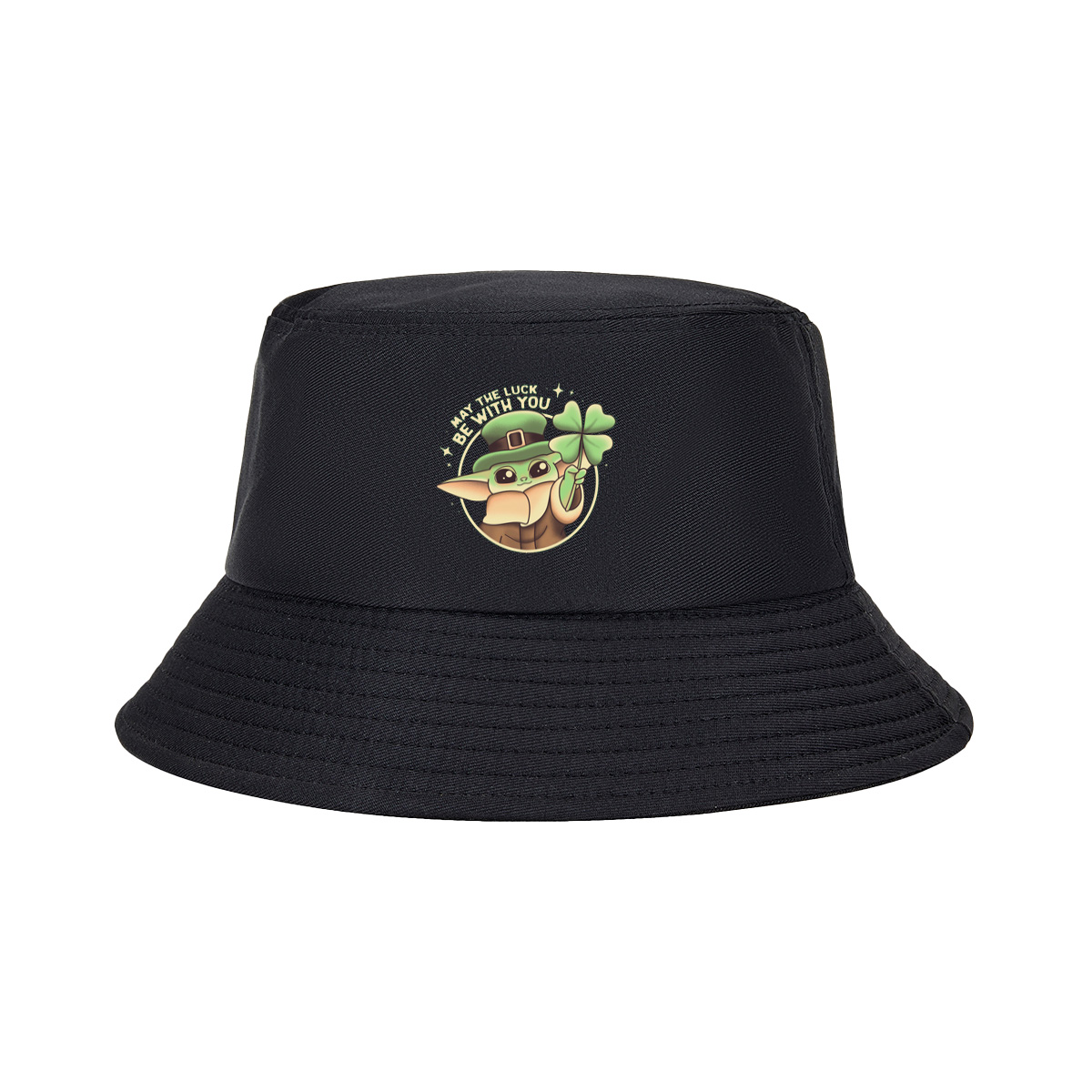 Baby Yoda Wearing Leprechaun Hat Holding Four Leaf Clover with 