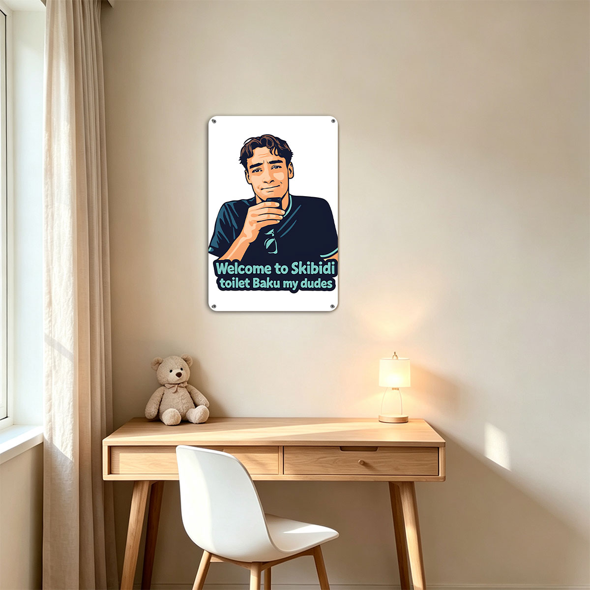Welcome to Skibidi Toilet Baku My Dudes - Man with Phone Cartoon - painting