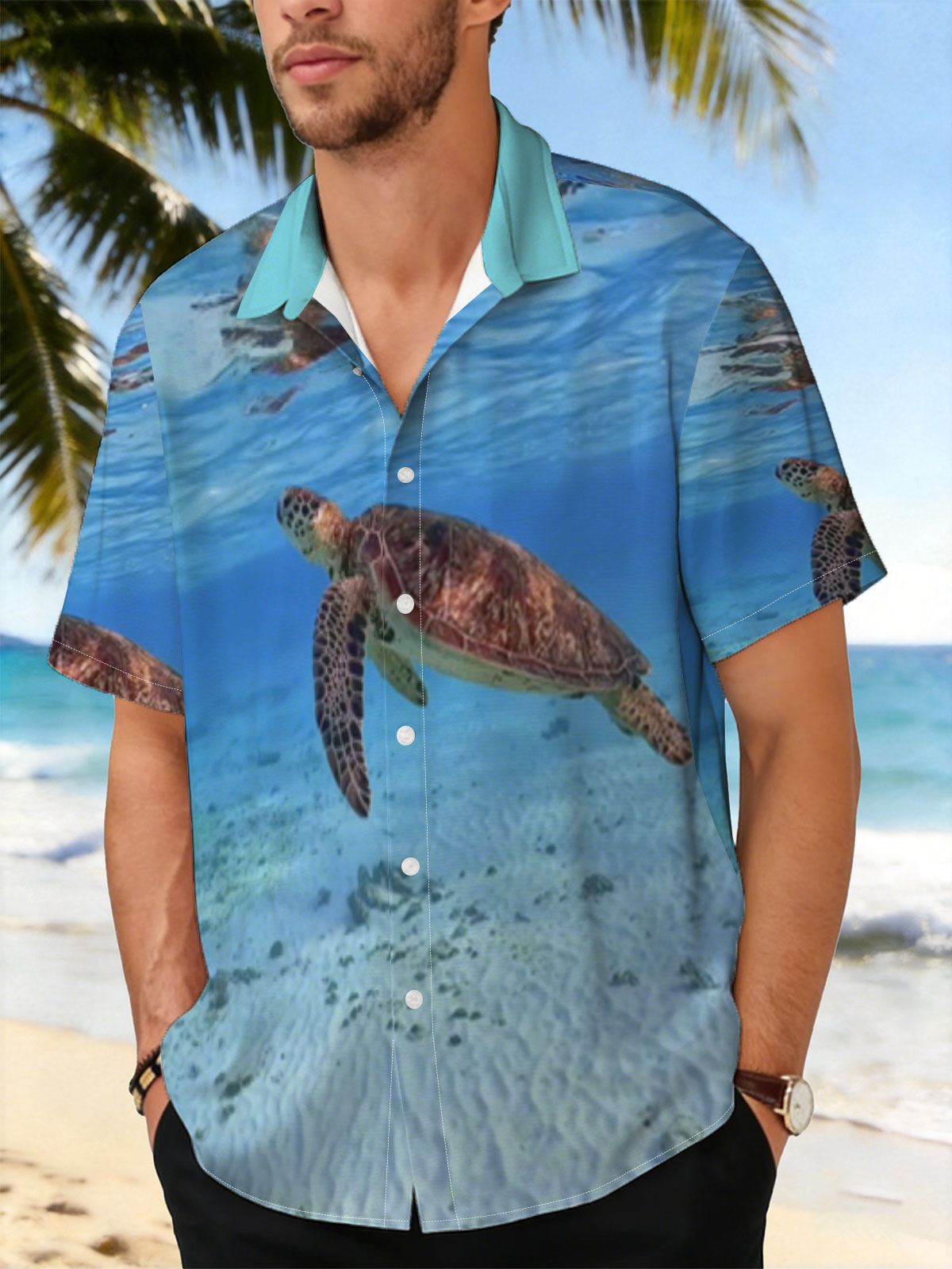 Sea Turtle Swimming in Crystal Clear Waters -  Shirt