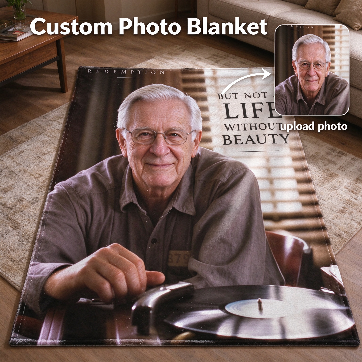 Custom Photo Blanket Personalized Portrait Soft Flannel Throw Anti-Pilling Plush Bed Sofa Cover for Family Gift
