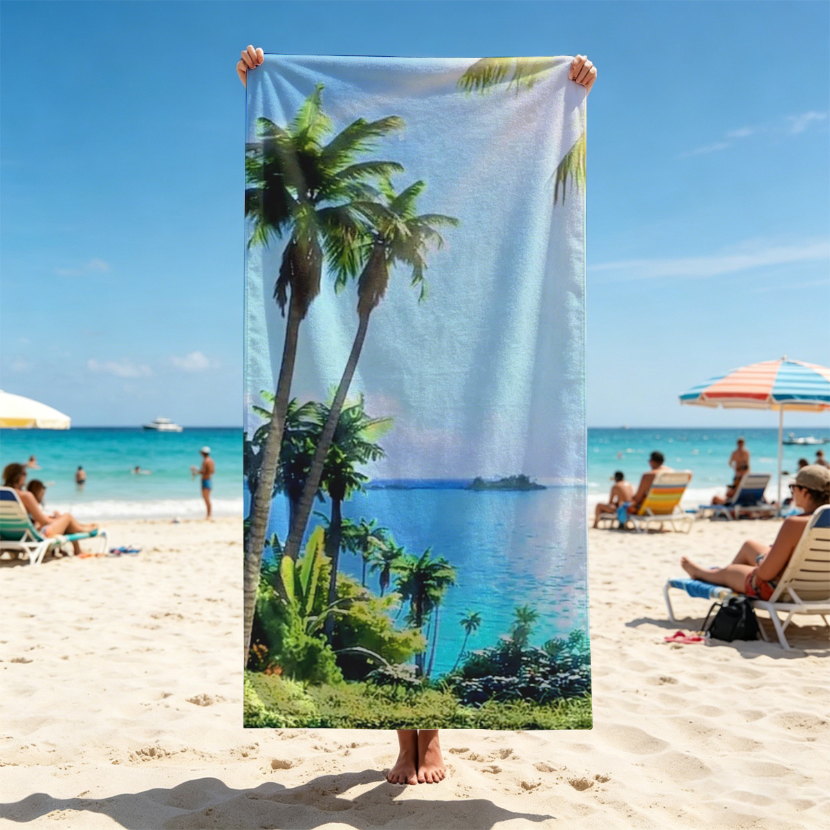 Tropical Paradise with Palm Trees and Crystal Clear Waters - Beach towels