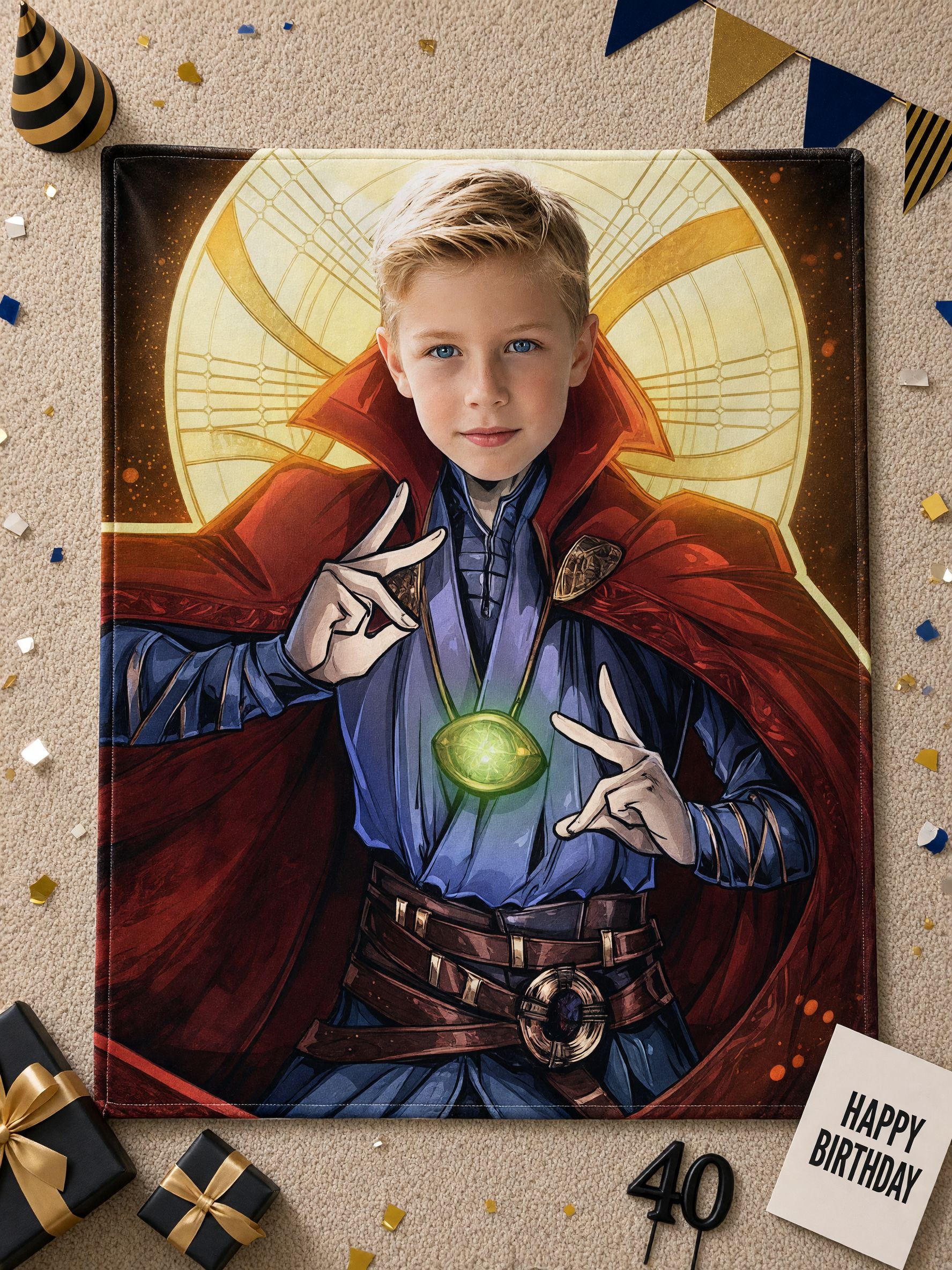 Custom Photo Face Superhero Flannel Fleece Blanket, Ultra Soft Personalized Portrait Throw Blanket for Couch and Bed