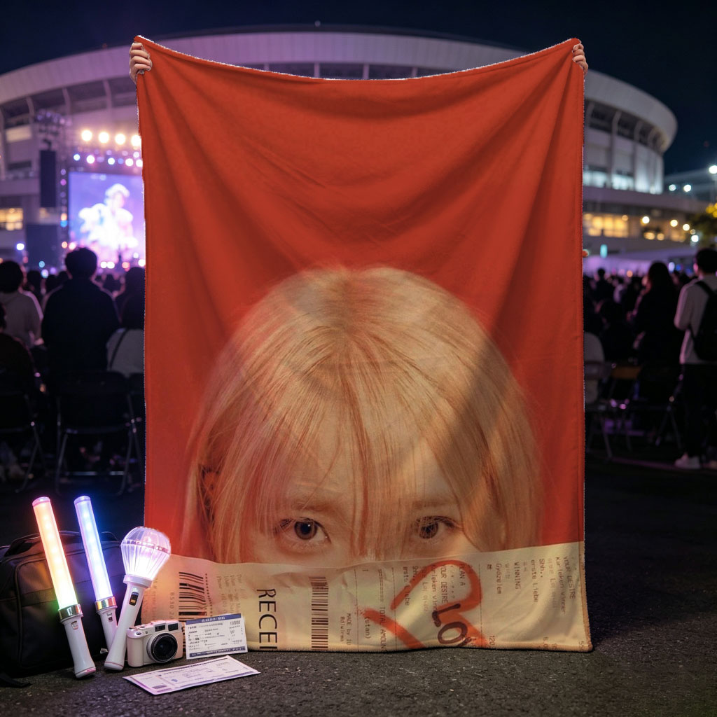 Lisa Blackpink Love Receipt Red Background Close Up - Blankets