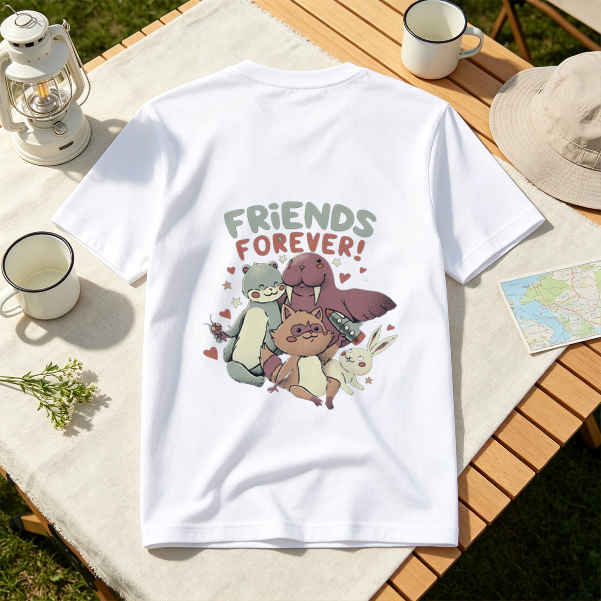 Friends Forever: Otter, Walrus, Cat, and Bunny - Tee