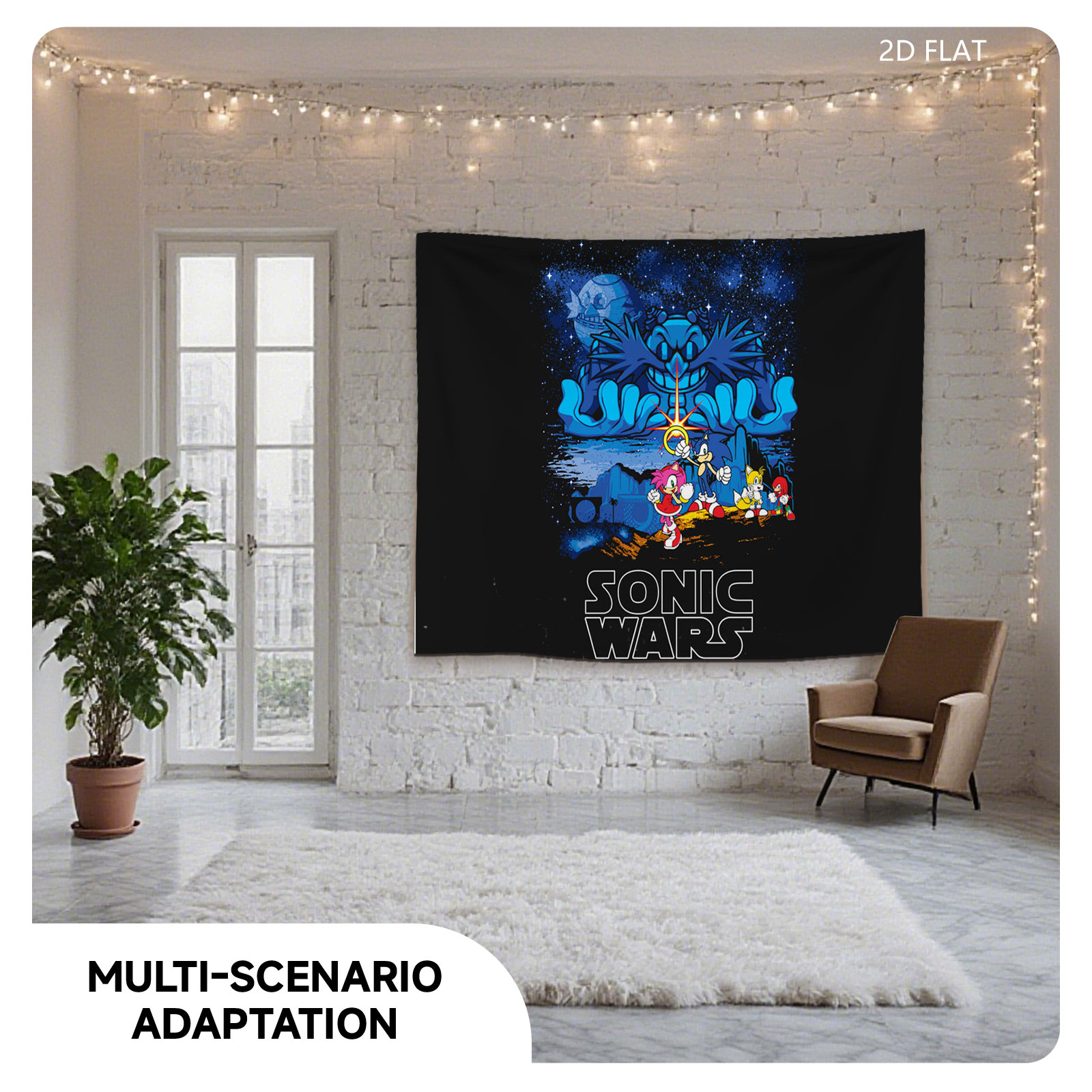 Sonic Wars: Sonic, Amy, Tails, Knuckles vs. Dark Lord in Cosmic Battle - Tapestry