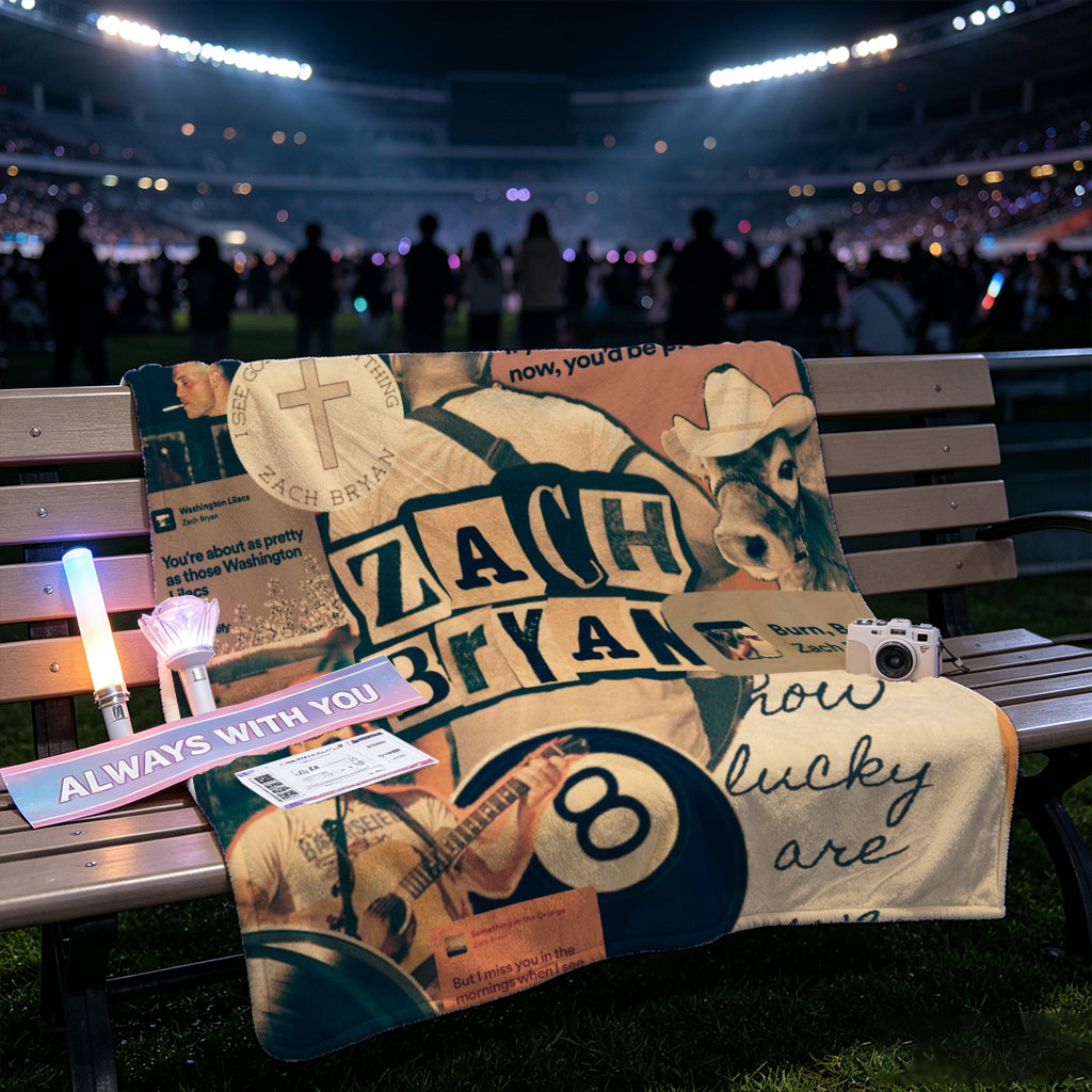 Zach Bryan Collage Featuring Lyrics, Music, and Country Themes - Blankets