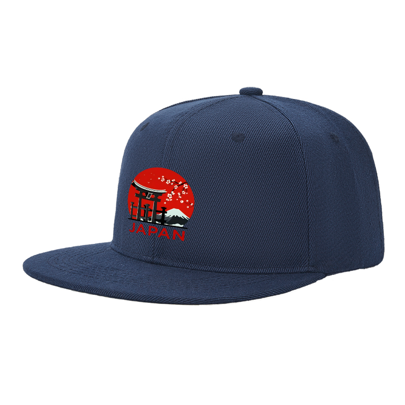 Flat Brim Baseball Cap Japan Cherry Blossom Torii Gate Design Streetwear Underground Skate Style for Basketball Courts Urban Streets Skate Parks Skaters Rappers Streetwear Enthusiasts