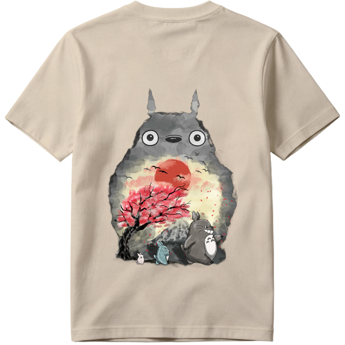 Totoro and Friends in Cherry Blossom Sunset - Tee