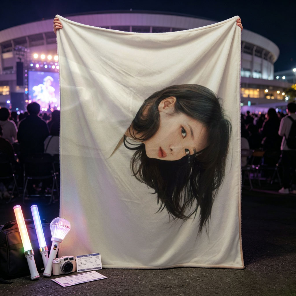 IU in a Minimalist Portrait with Soft Lighting and Neutral Background - Blankets