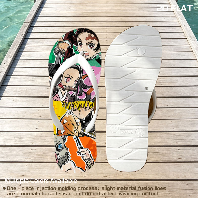 Demon Slayer: Tanjiro, Nezuko, Zenitsu, and Inosuke in Action -  flip-flops