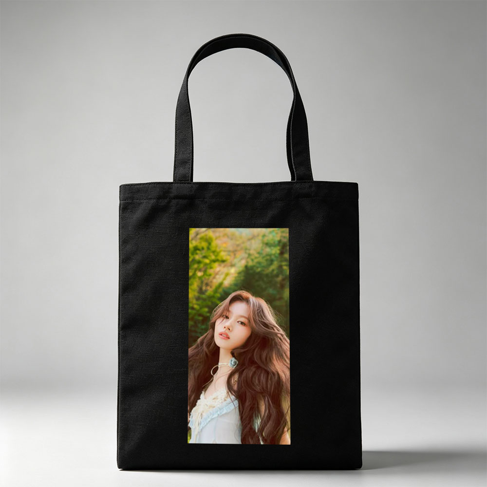KARINA of Aespa in a Serene Forest Setting Wearing a Delicate White Outfit with Flowing Hair - Canvas tote bags