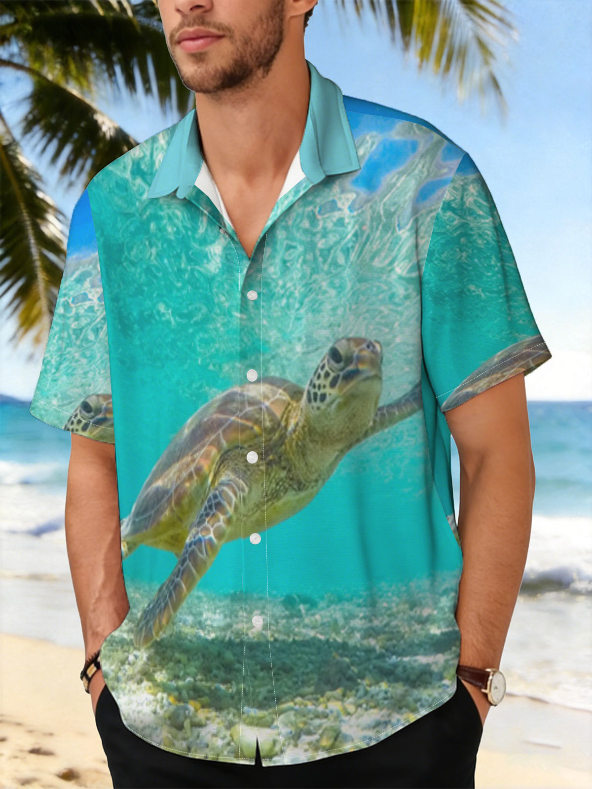 Sea Turtle Swimming in Crystal Clear Waters -  Shirt