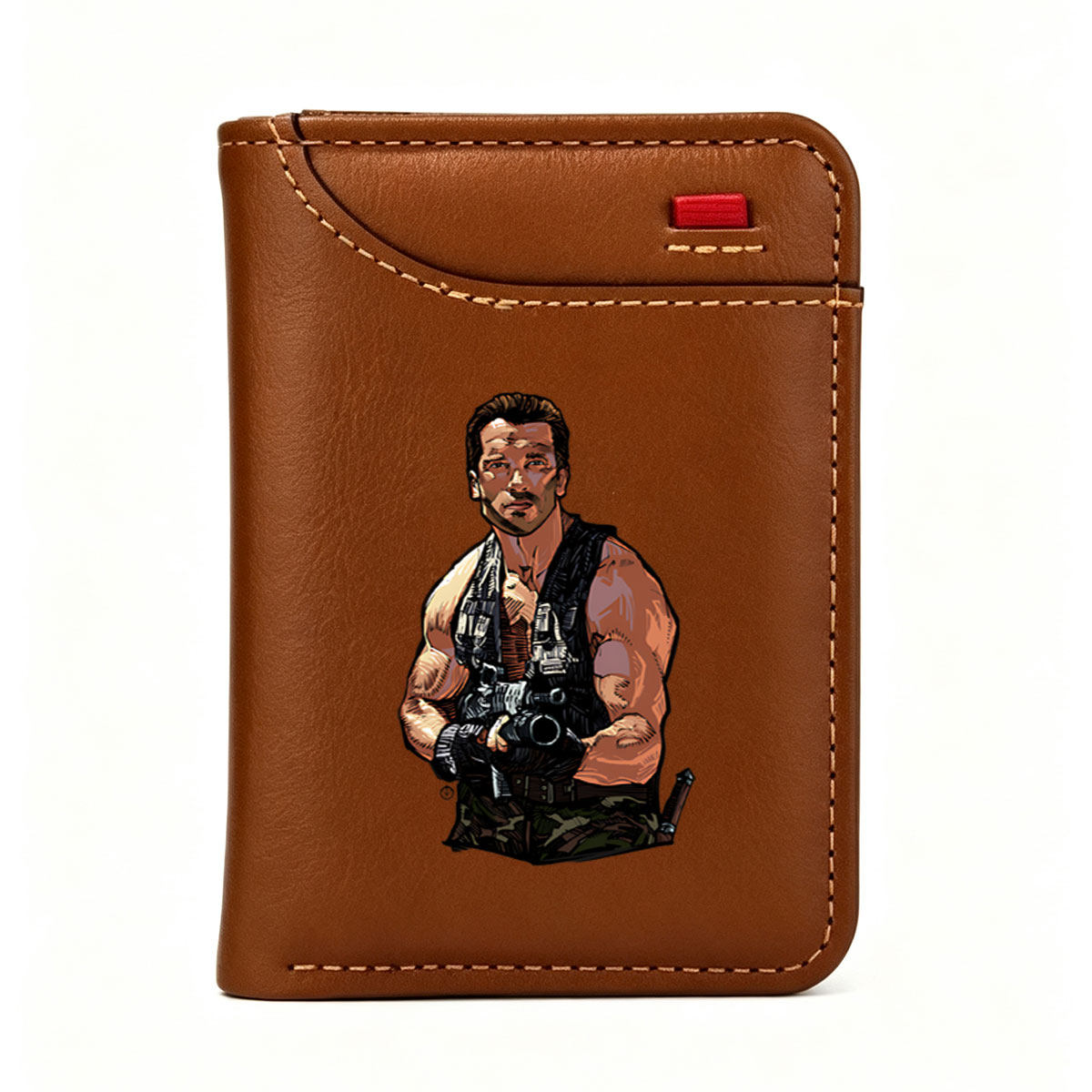 Arnold Schwarzenegger as the Terminator, iconic sci-fi action hero in combat gear - Vertical Style Wallet