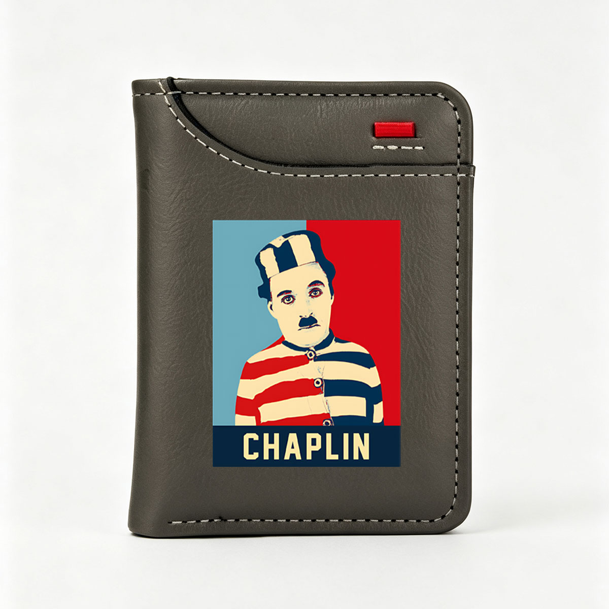 Chaplin in Striped Jumpsuit and Hat - Vertical Style Wallet