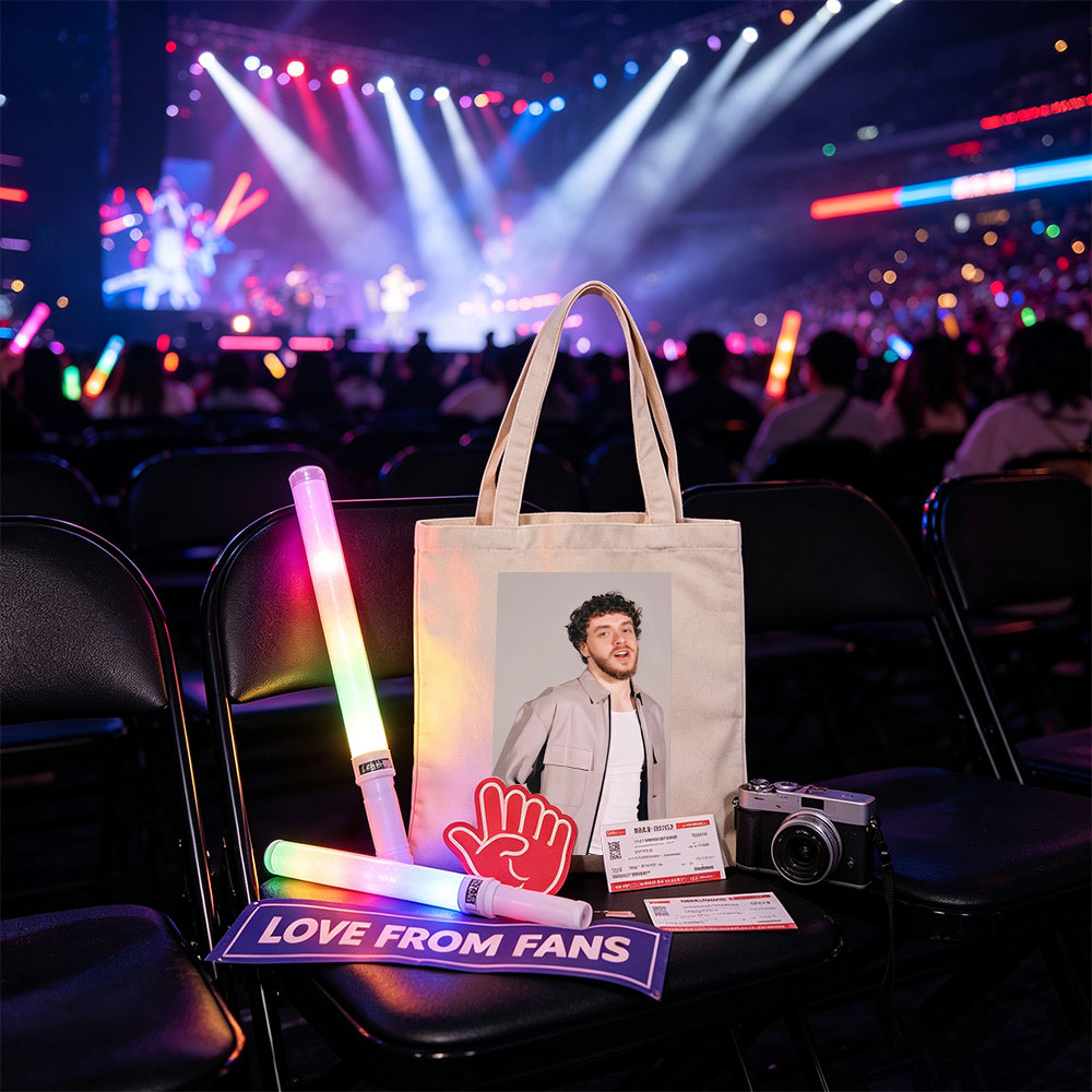 Jack Harlow in a Stylish Pose Wearing a Beige Jacket Over a White Shirt Against a Neutral Background - Canvas tote bags