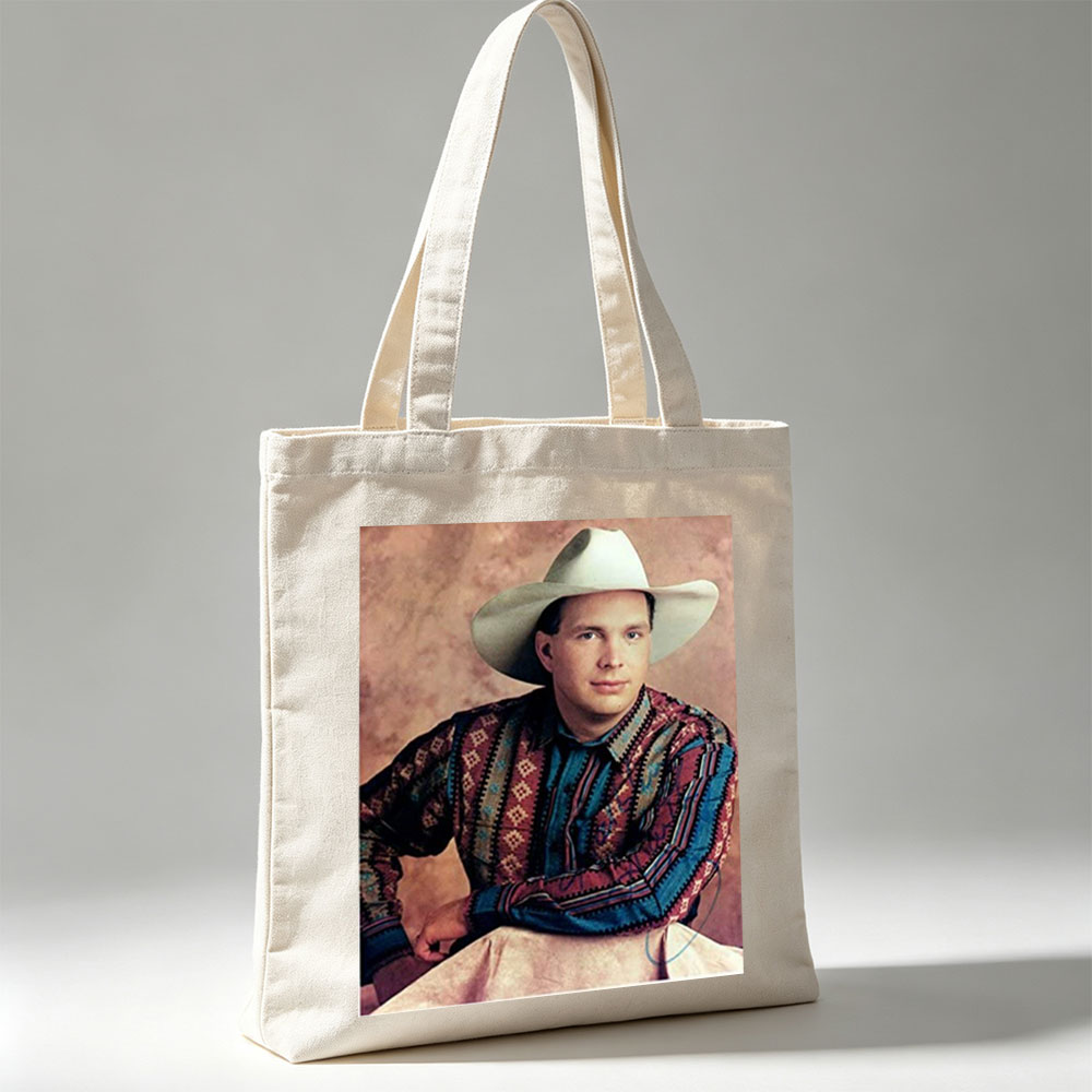 Garth Brook in Cowboy Attire with Colorful Patterned Shirt and White Hat - Canvas tote bags