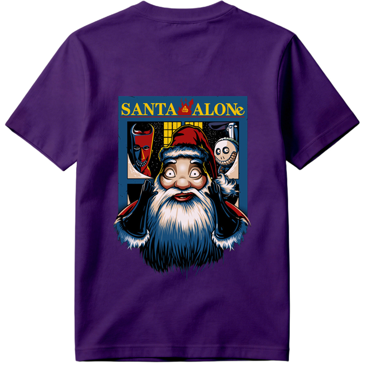 Santa Alone: Santa Claus, Jack Skellington, and Red Mask - Tee