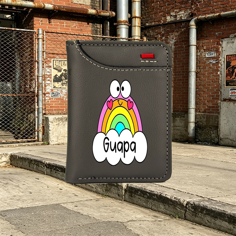 Unisex Vertical Wallet with Rainbow Cartoon Print and 