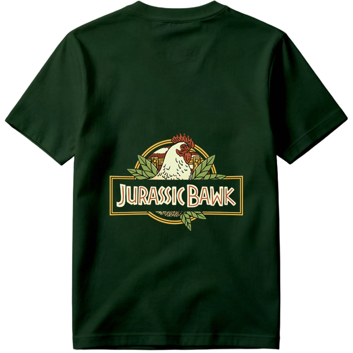 Jurassic Bawk - Chicken Logo Design - Tee