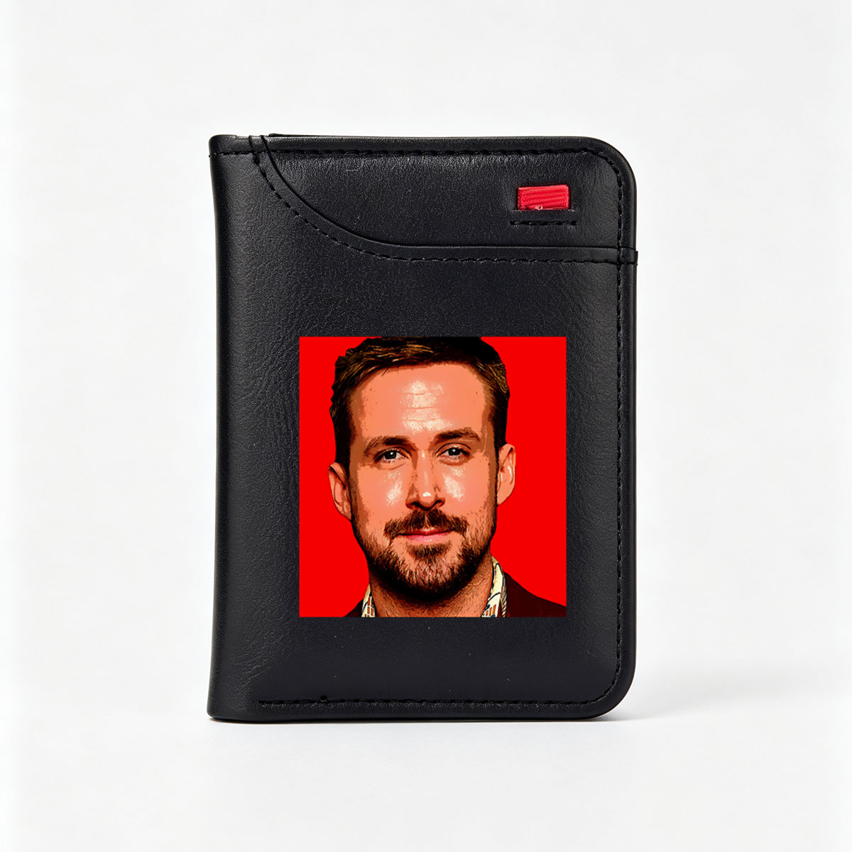 Ryan Reynolds in a bold red portrait with a stylish suit and patterned shirt, showcasing his signature charm and confidence. - Vertical Style Wallet