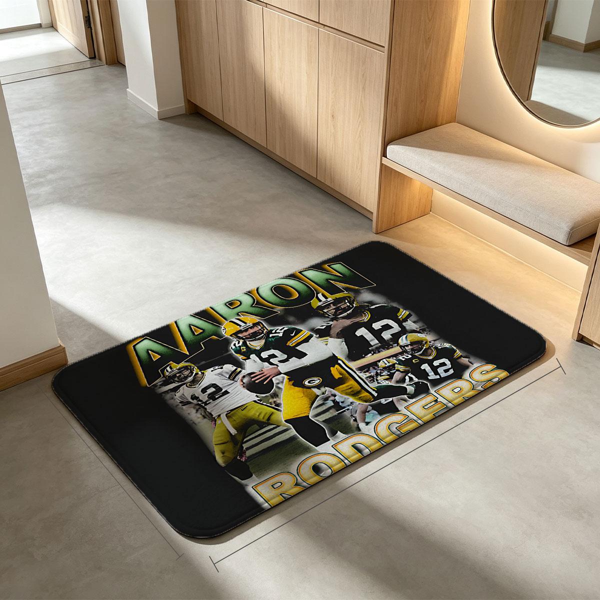 Aaron Rodgers Green Bay Packers NFL Quarterback Action Montage - Flannel floor mat