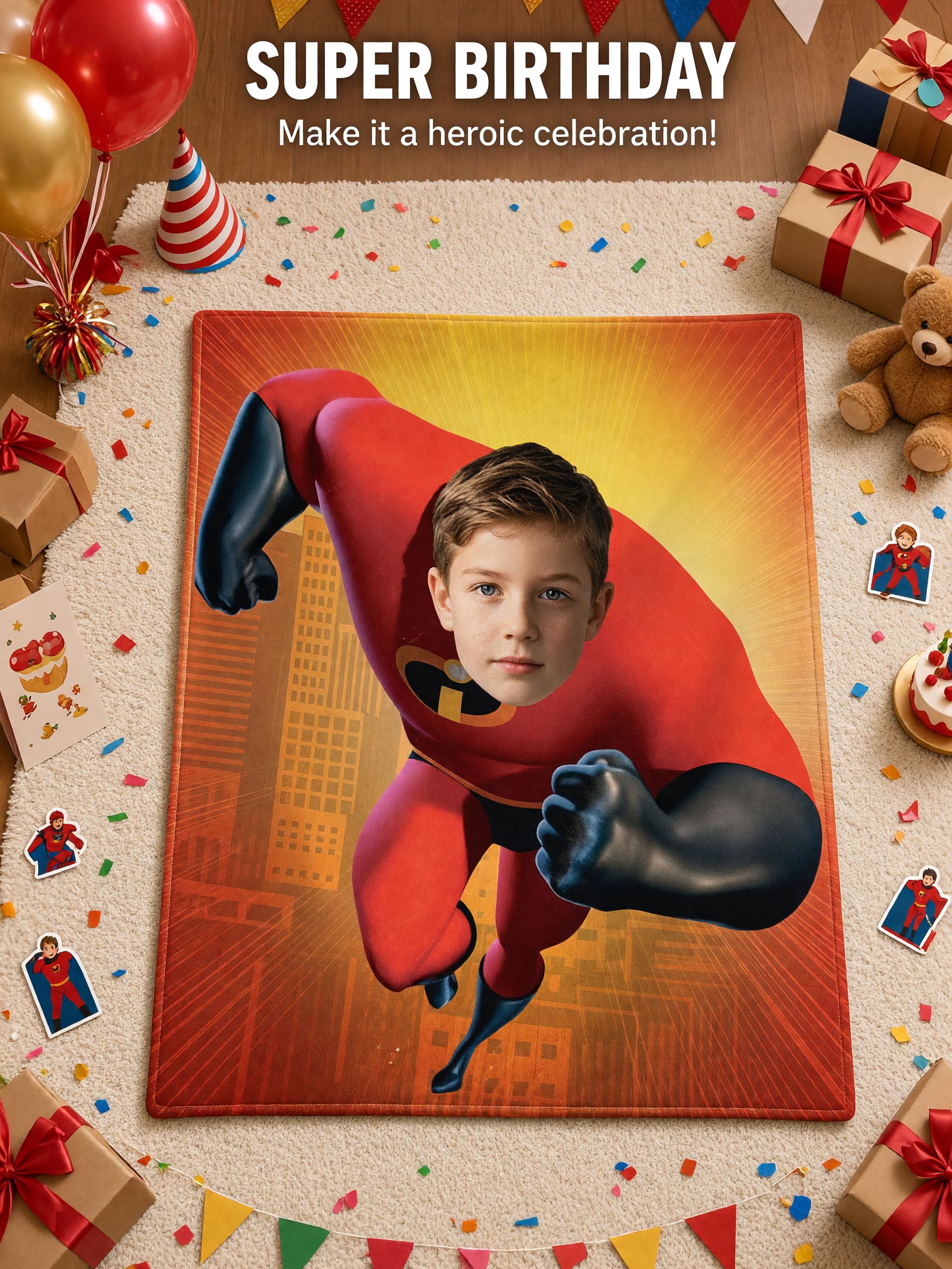 Custom Face Superhero Flannel Fleece Blanket Personalized Photo Throw Ultra Soft Anti-Pilling Cozy Bed Couch Gift