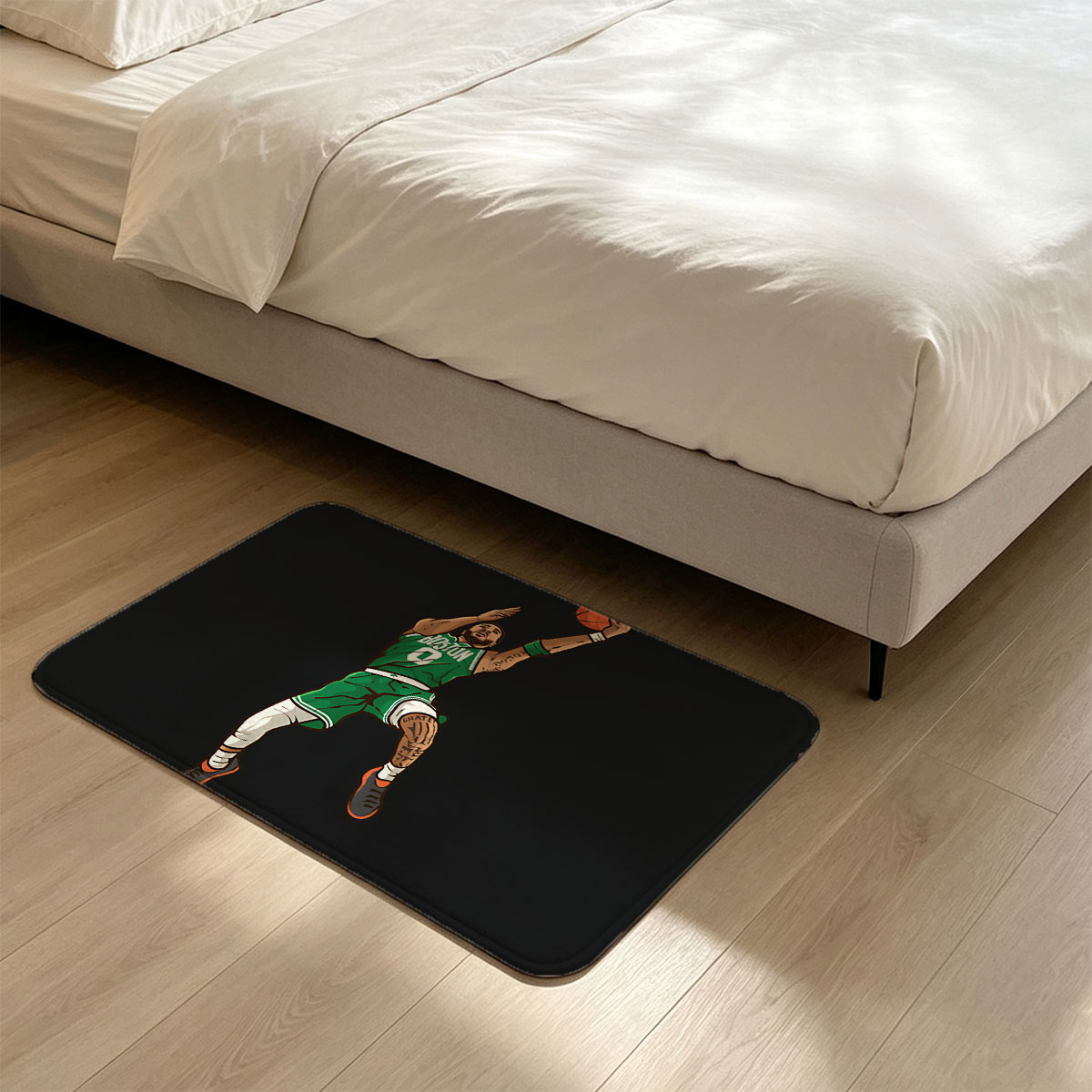 Jayson Tatum in Boston Celtics Jersey Dunking Basketball - Flannel floor mat