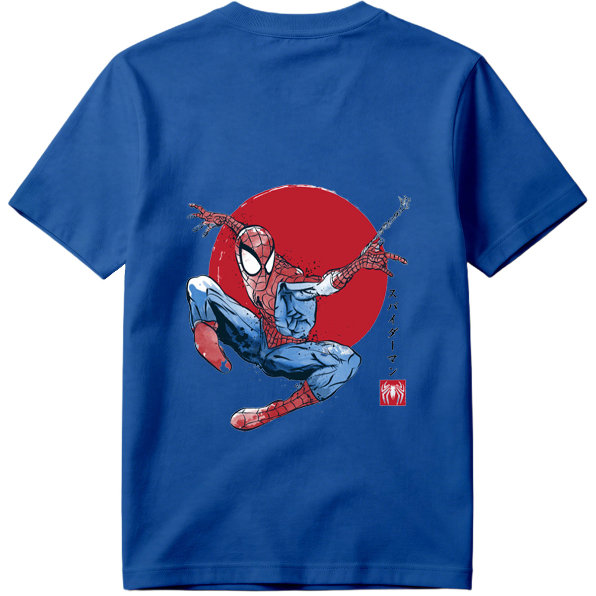 Spider-Man in Action Against Red Sun Background - Tee
