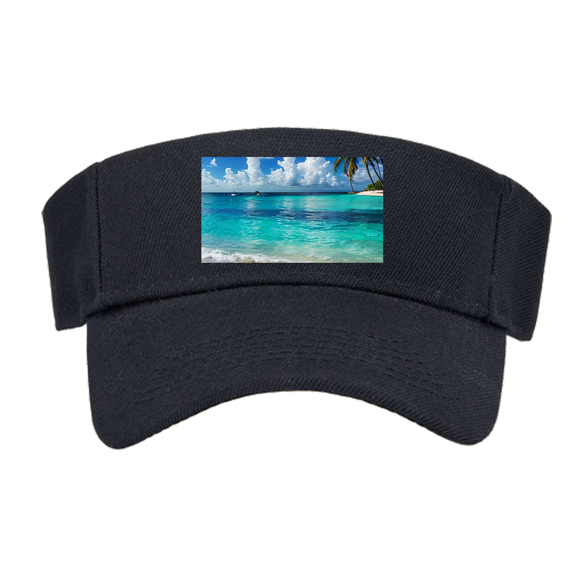 Crystal Clear Waters and Palm Trees Under a Blue Sky -  Visor cap