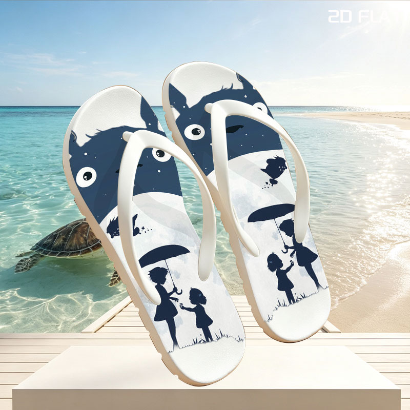 Totoro, Satsuki, and Mei under the Moonlight -  flip-flops