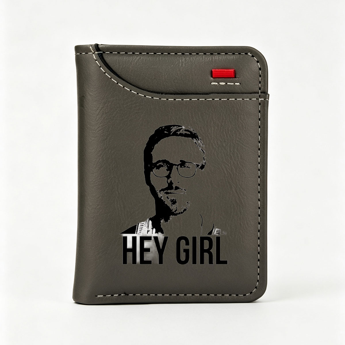 Hey Girl - Silhouette Portrait of a Man with Sunglasses - Vertical Style Wallet