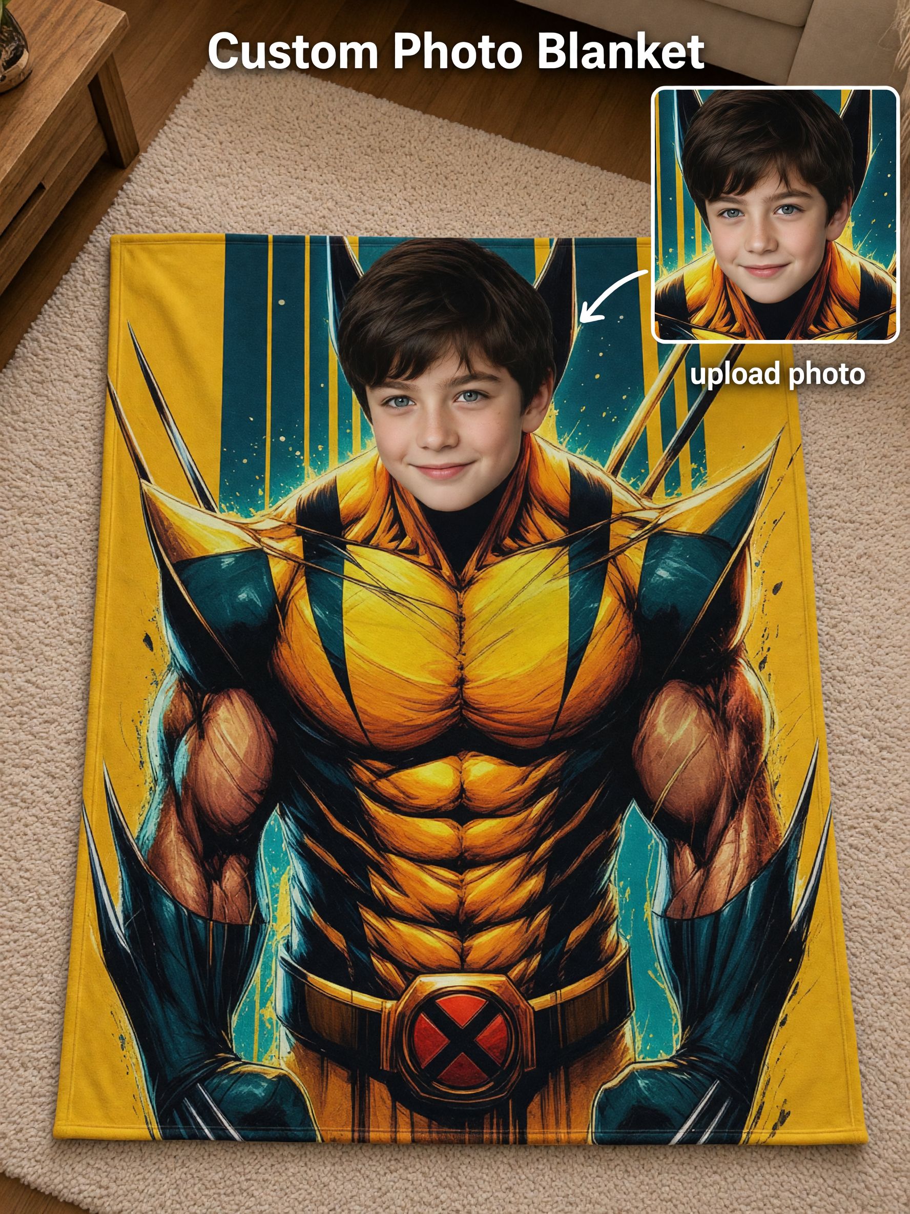Personalized Face Superhero Blanket Custom Photo Flannel Fleece Throw Soft Comic Warm Bed Cover Ideal Family Gift