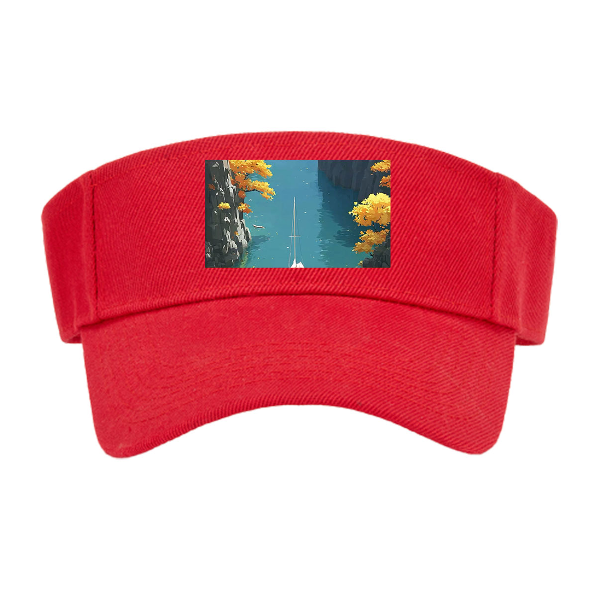 Sailboat Gliding Through Autumn Canyon -  Visor cap