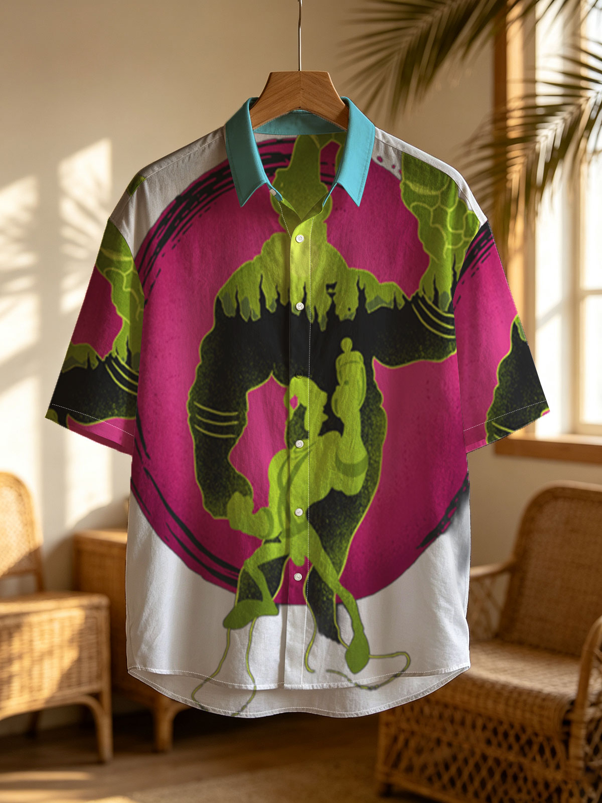 Green Goo Wizard and Warrior Duel on Pink Orb Background -  Shirt